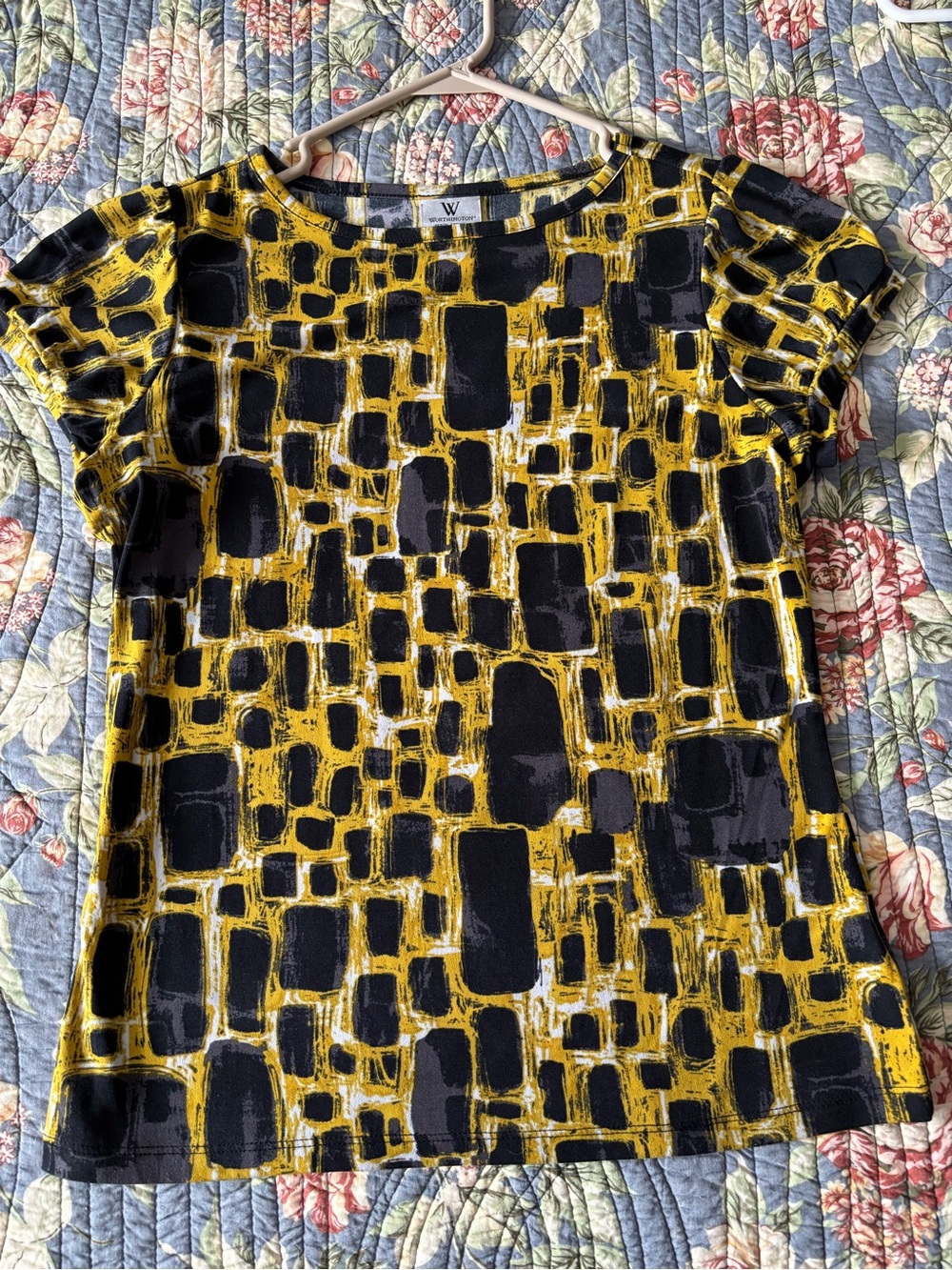 Worthington Abstract Block Print Blouse